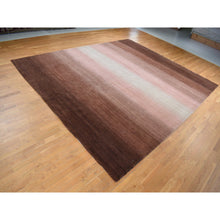 Load image into Gallery viewer, 12&#39;4&quot;x15&#39; Mocha Brown Shade Gradation and Rainbow Design, Modern Gabbeh, Pure Wool, Hand Knotted, Oversized Oriental Rug FWR525984