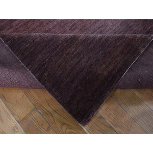 12'4"x15' Mocha Brown Shade Gradation and Rainbow Design, Modern Gabbeh, Pure Wool, Hand Knotted, Oversized Oriental Rug FWR525984