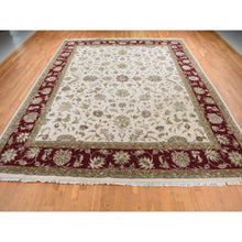 Load image into Gallery viewer, 12&#39;x15&#39;3&quot; Floral White, Hand Knotted, Half Wool and Half Silk, Rajasthan All Over Leaf Design, Oversized Oriental Rug FWR525990