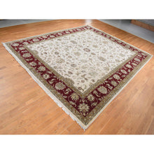 Load image into Gallery viewer, 12&#39;x15&#39;3&quot; Floral White, Hand Knotted, Half Wool And Half Silk, Rajasthan All Over Leaf Design, Oversized Oriental Rug FWR525990