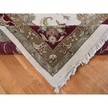Load image into Gallery viewer, 12&#39;x15&#39;3&quot; Floral White, Hand Knotted, Half Wool and Half Silk, Rajasthan All Over Leaf Design, Oversized Oriental Rug FWR525990