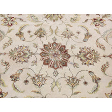 Load image into Gallery viewer, 12&#39;x15&#39;3&quot; Floral White, Hand Knotted, Half Wool and Half Silk, Rajasthan All Over Leaf Design, Oversized Oriental Rug FWR525990