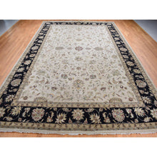 Load image into Gallery viewer, 12&#39;x18&#39;2&quot; Seashell White, Hand Knotted, Half Wool and Half Silk, Rajasthan All Over Leaf Design, Oversized Oriental Rug FWR525996