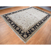 Load image into Gallery viewer, 12&#39;x18&#39;2&quot; Seashell White, Hand Knotted, Half Wool and Half Silk, Rajasthan All Over Leaf Design, Oversized Oriental Rug FWR525996