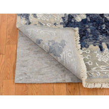 Load image into Gallery viewer, 10&#39;x10&#39; Denim Blue, Wool And Silk, Shibori Design, Tone On Tone, Hand Knotted, Square Oriental Rug FWR526008