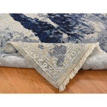Load image into Gallery viewer, 10&#39;x10&#39; Denim Blue, Wool And Silk, Shibori Design, Tone On Tone, Hand Knotted, Square Oriental Rug FWR526008
