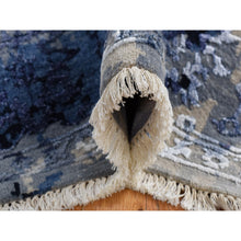 Load image into Gallery viewer, 10&#39;x10&#39; Denim Blue, Wool And Silk, Shibori Design, Tone On Tone, Hand Knotted, Square Oriental Rug FWR526008