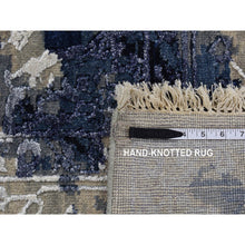 Load image into Gallery viewer, 10&#39;x10&#39; Denim Blue, Wool And Silk, Shibori Design, Tone On Tone, Hand Knotted, Square Oriental Rug FWR526008