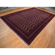Load image into Gallery viewer, 12&#39;10&quot;x19&#39;7&quot; Ruby Red, Denser Weave With Shiny Wool, Afghan Khamyab With Intricate Compartment Box Design, Hand Knotted, Oversized Oriental Rug FWR526026