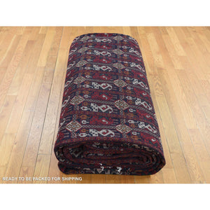 12'10"x19'7" Ruby Red, Denser Weave With Shiny Wool, Afghan Khamyab With Intricate Compartment Box Design, Hand Knotted, Oversized Oriental Rug FWR526026