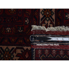 Load image into Gallery viewer, 12&#39;10&quot;x19&#39;7&quot; Ruby Red, Denser Weave With Shiny Wool, Afghan Khamyab With Intricate Compartment Box Design, Hand Knotted, Oversized Oriental Rug FWR526026