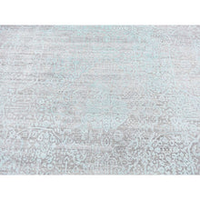 Load image into Gallery viewer, 11&#39;10&quot;x14&#39;10&quot; Sea Foam Green, Broken And Erased Persian Design, Wool And Silk, Hand Knotted, Oversized Oriental Rug FWR526050