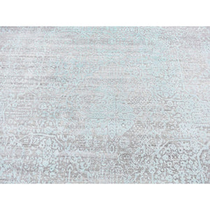 11'10"x14'10" Sea Foam Green, Broken And Erased Persian Design, Wool And Silk, Hand Knotted, Oversized Oriental Rug FWR526050