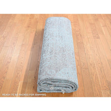 Load image into Gallery viewer, 11&#39;10&quot;x14&#39;10&quot; Sea Foam Green, Broken And Erased Persian Design, Wool And Silk, Hand Knotted, Oversized Oriental Rug FWR526050