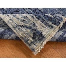 Load image into Gallery viewer, 4&#39;x8&#39; Shades Of Blue With Gray, Shibori Design, Tone On Tone, Wool And Silk, Hand Knotted, Gallery Size Oriental Rug FWR526062