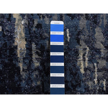 Load image into Gallery viewer, 4&#39;x8&#39; Shades Of Blue With Gray, Shibori Design, Tone On Tone, Wool And Silk, Hand Knotted, Gallery Size Oriental Rug FWR526062