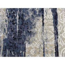 Load image into Gallery viewer, 4&#39;x8&#39; Shades Of Blue With Gray, Shibori Design, Tone On Tone, Wool And Silk, Hand Knotted, Gallery Size Oriental Rug FWR526062