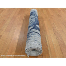 Load image into Gallery viewer, 4&#39;x8&#39; Shades Of Blue With Gray, Shibori Design, Tone On Tone, Wool And Silk, Hand Knotted, Gallery Size Oriental Rug FWR526062