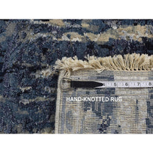 Load image into Gallery viewer, 4&#39;x8&#39; Shades Of Blue With Gray, Shibori Design, Tone On Tone, Wool And Silk, Hand Knotted, Gallery Size Oriental Rug FWR526062