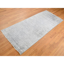 Load image into Gallery viewer, 4&#39;x9&#39;8&quot; Coin Gray, Broken And Erased Persian Design, Wide Runner, Wool And Silk, Hand Knotted Oriental Rug FWR526074