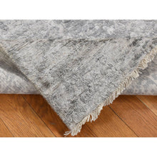 Load image into Gallery viewer, 4&#39;x9&#39;8&quot; Coin Gray, Broken And Erased Persian Design, Wide Runner, Wool And Silk, Hand Knotted Oriental Rug FWR526074