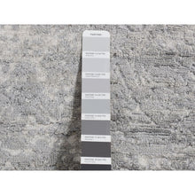 Load image into Gallery viewer, 4&#39;x9&#39;8&quot; Coin Gray, Broken And Erased Persian Design, Wide Runner, Wool And Silk, Hand Knotted Oriental Rug FWR526074