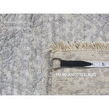Load image into Gallery viewer, 4&#39;x9&#39;8&quot; Coin Gray, Broken And Erased Persian Design, Wide Runner, Wool And Silk, Hand Knotted Oriental Rug FWR526074