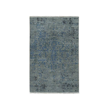 Load image into Gallery viewer, 3&#39;1&quot;x5&#39; Fossil Gray, Wool and Silk, Broken Design, Tone on Tone, Hand Knotted, Oriental Rug FWR526092
