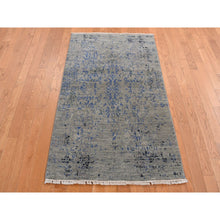 Load image into Gallery viewer, 3&#39;1&quot;x5&#39; Fossil Gray, Wool and Silk, Broken Design, Tone on Tone, Hand Knotted, Oriental Rug FWR526092
