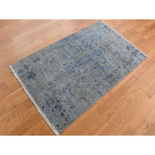 Load image into Gallery viewer, 3&#39;1&quot;x5&#39; Fossil Gray, Wool And Silk, Broken Design, Tone On Tone, Hand Knotted, Oriental Rug FWR526092