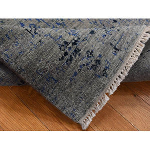 3'1"x5' Fossil Gray, Wool and Silk, Broken Design, Tone on Tone, Hand Knotted, Oriental Rug FWR526092