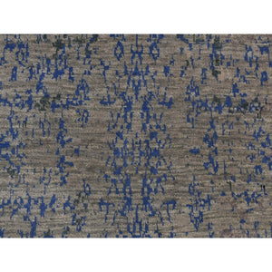 3'1"x5' Fossil Gray, Wool and Silk, Broken Design, Tone on Tone, Hand Knotted, Oriental Rug FWR526092