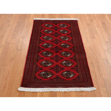 Load image into Gallery viewer, 3&#39;2&quot;x4&#39;8&quot; Crimson Red, New Persian Turkoman Bokara with Geometric Medallion Design, Pure Wool, Hand Knotted, Oriental Rug FWR526098