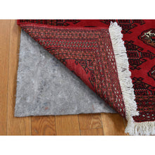 Load image into Gallery viewer, 3&#39;2&quot;x4&#39;8&quot; Crimson Red, New Persian Turkoman Bokara with Geometric Medallion Design, Pure Wool, Hand Knotted, Oriental Rug FWR526098