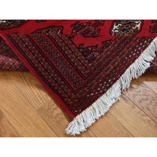 Load image into Gallery viewer, 3&#39;2&quot;x4&#39;8&quot; Crimson Red, New Persian Turkoman Bokara with Geometric Medallion Design, Pure Wool, Hand Knotted, Oriental Rug FWR526098