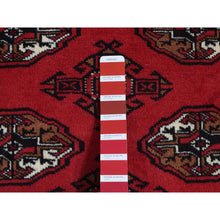 Load image into Gallery viewer, 3&#39;2&quot;x4&#39;8&quot; Crimson Red, New Persian Turkoman Bokara with Geometric Medallion Design, Pure Wool, Hand Knotted, Oriental Rug FWR526098