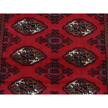 Load image into Gallery viewer, 3&#39;2&quot;x4&#39;8&quot; Crimson Red, New Persian Turkoman Bokara with Geometric Medallion Design, Pure Wool, Hand Knotted, Oriental Rug FWR526098