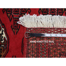 Load image into Gallery viewer, 3&#39;2&quot;x4&#39;8&quot; Crimson Red, New Persian Turkoman Bokara with Geometric Medallion Design, Pure Wool, Hand Knotted, Oriental Rug FWR526098