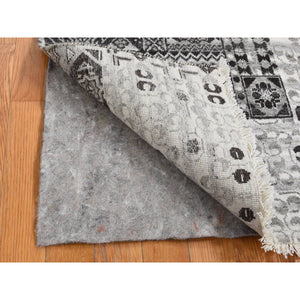 2'8"x3' Cloud Gray, Sampler Mamluk Design, Pure Wool, Hand Knotted Oriental Rug FWR526116