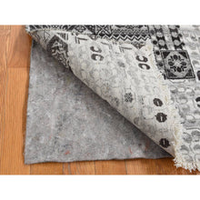 Load image into Gallery viewer, 2&#39;8&quot;x3&#39; Cloud Gray, Sampler Mamluk Design, Pure Wool, Hand Knotted Oriental Rug FWR526116