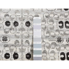 Load image into Gallery viewer, 2&#39;8&quot;x3&#39; Cloud Gray, Sampler Mamluk Design, Pure Wool, Hand Knotted Oriental Rug FWR526116