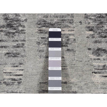Load image into Gallery viewer, 2&#39;6&quot;x17&#39;10&quot; Spanish Gray, Hand Spun Undyed Natural Wool, Modern Criss Cross Erased Design, Xl Runner, Hand Knotted, Oriental Rug FWR526122