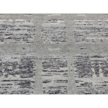Load image into Gallery viewer, 2&#39;6&quot;x17&#39;10&quot; Spanish Gray, Hand Spun Undyed Natural Wool, Modern Criss Cross Erased Design, Xl Runner, Hand Knotted, Oriental Rug FWR526122