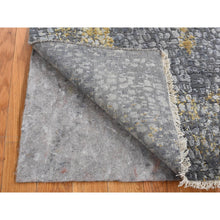 Load image into Gallery viewer, 3&#39;x8&#39; Nevada Gray With Gold, Persian Medallion Design, Wool And Pure Silk, Wide Runner, Hand Knotted, Oriental Rug FWR526128
