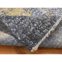 Load image into Gallery viewer, 3&#39;x8&#39; Nevada Gray With Gold, Persian Medallion Design, Wool And Pure Silk, Wide Runner, Hand Knotted, Oriental Rug FWR526128