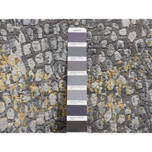 Load image into Gallery viewer, 3&#39;x8&#39; Nevada Gray With Gold, Persian Medallion Design, Wool And Pure Silk, Wide Runner, Hand Knotted, Oriental Rug FWR526128