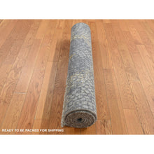 Load image into Gallery viewer, 3&#39;x8&#39; Nevada Gray With Gold, Persian Medallion Design, Wool And Pure Silk, Wide Runner, Hand Knotted, Oriental Rug FWR526128