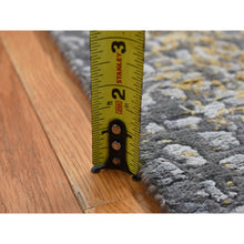 Load image into Gallery viewer, 3&#39;x8&#39; Nevada Gray With Gold, Persian Medallion Design, Wool And Pure Silk, Wide Runner, Hand Knotted, Oriental Rug FWR526128