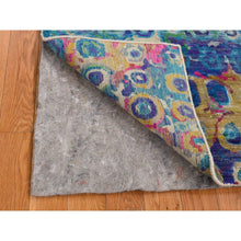 Load image into Gallery viewer, 3&#39;x8&#39;2&quot; Admiral Blue, The Peacock, Sari Silk, Colorful, Hand Knotted, Wide Runner, Oriental Rug FWR526134
