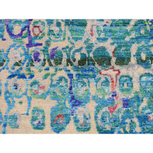 Load image into Gallery viewer, 3&#39;x8&#39;2&quot; Admiral Blue, The Peacock, Sari Silk, Colorful, Hand Knotted, Wide Runner, Oriental Rug FWR526134